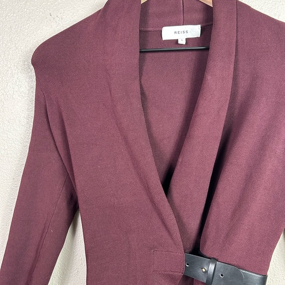 Reiss | Luisa Tailored Wrap Dress Berry - Picture 4 of 7